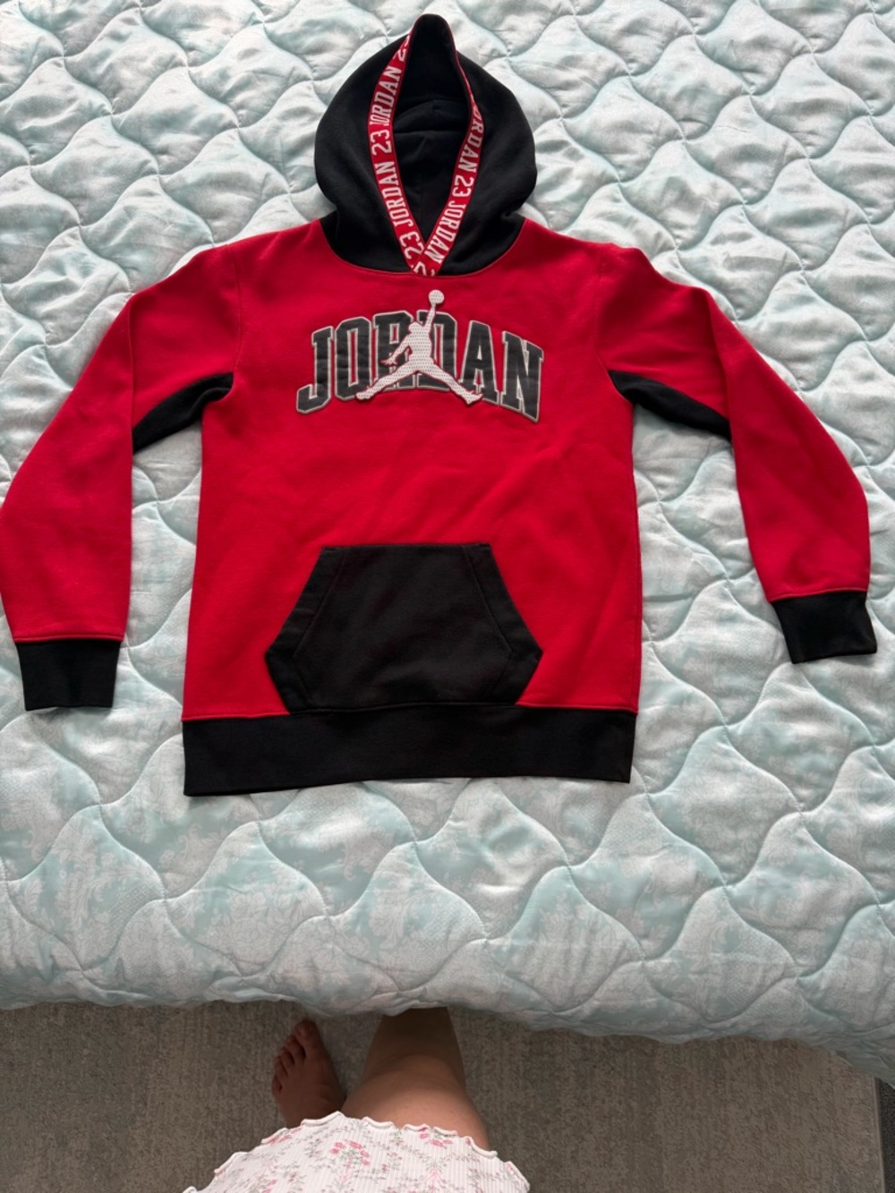 Jordan Red and Black Pullover Hoodie for Kids